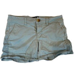 American Eagle Womens Midi Shorts Stretch Low Rise Flat Front Cotton Blue Size 2